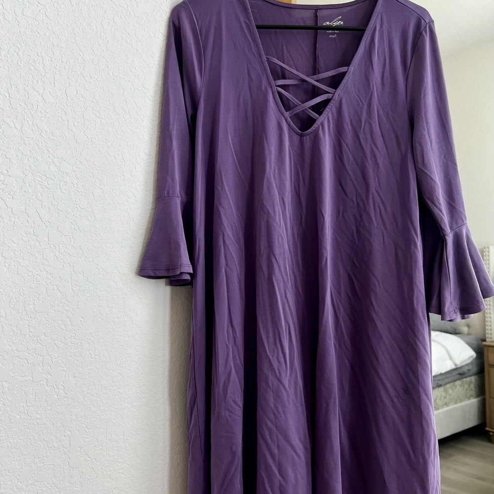 Purple Dress with Bell Sleeves